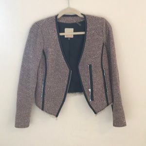 Rebecca Taylor boucle jacket with fringe knit slvs